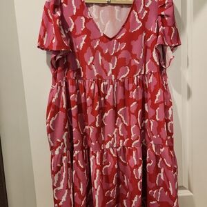 Umgee Pink and White Womens Casual Dress